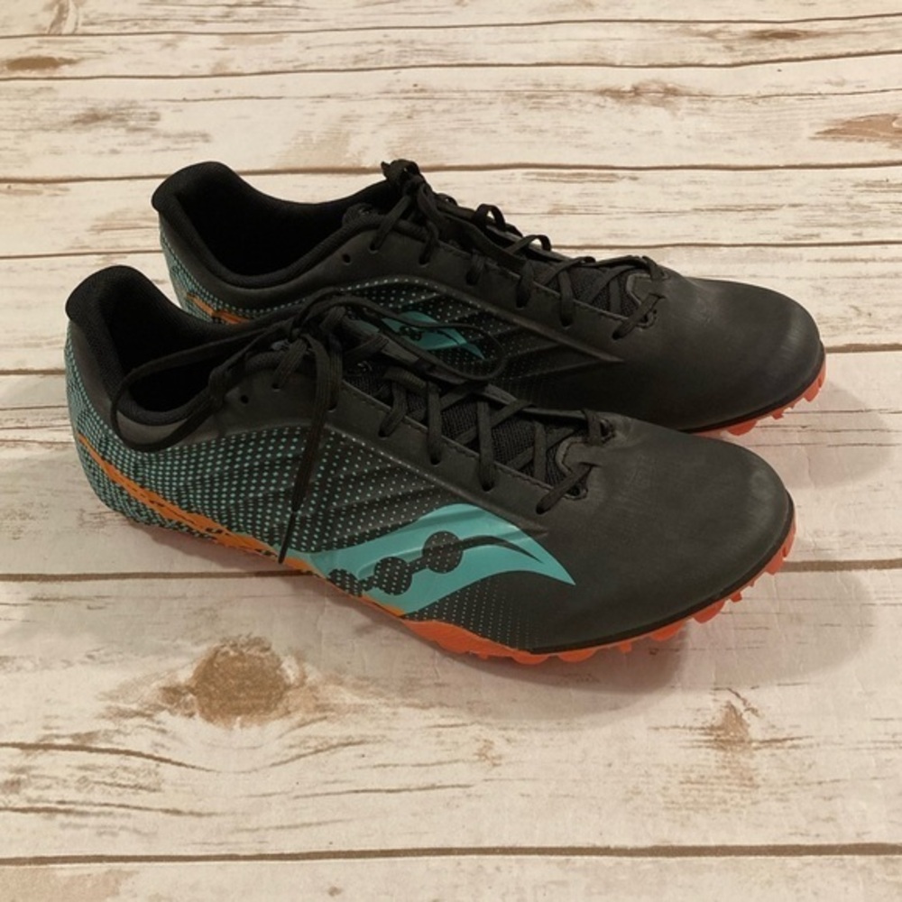 Saucony Spitfire 5 track and field Spikes Black Cool Mint Colorway Men’s 9